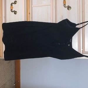 Button down black mini dress